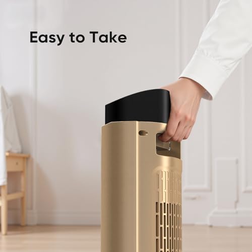 Sweetcrispy Space Heater for Indoor Use, 23Inch Portable Heater with Remote and Thermostat,7 Light Modes, 70°Oscillation, 12H Timer, Up to 95°F, Tip-over Protection,Gold by Sweetcrispy - Used condition - Image 7