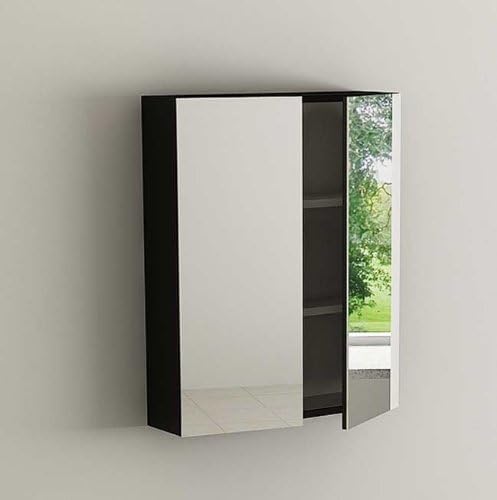 SAM Spiegelschrank 60 cm Barca, Farbe Hochglanz Schwarz, 2-türiger Badspiegel-Schrank, pflegeleichtes Badmöbel aus MDF