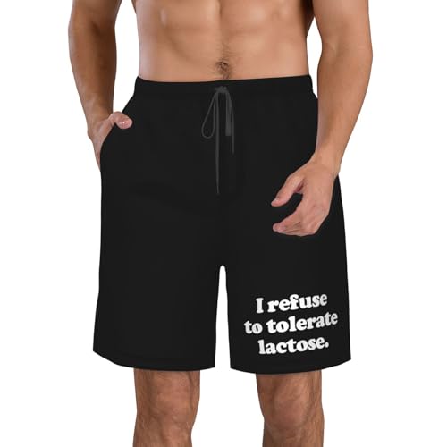 I Refuse to Tolerate Lactose Men's Casual Board Shorts Swim Trunks Beach Golf Short Swimwear Bathing Suits