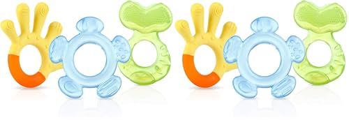 Image of Nuby Three Step Teether Set | 3 Pack | 3m+ | Soft and Hard Teething Surfaces (Pack of 6)