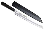Yoshihiro Aonamiuchi Blue Steel #1 Yanagi Kiritsuke Sushi Sashimi Japanese Knife Ryu Dragon Ebony Handle (10.5'' (270mm))