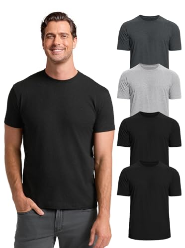 Image of Mens T-Shirts Crew Neck Shirts Athletic Fitted Plain Basic Tees Soft Cotton Blend Comfort T Shirts for Men