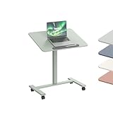TopJob ANYDESK FOLD Mobile Standing Desk, Portable with Lockable Wheels, Foldable Stand Desk, Rolling Computer Workstations, Used for Home, Couch Side Table, Bedside Table in Bed Room Kitchen