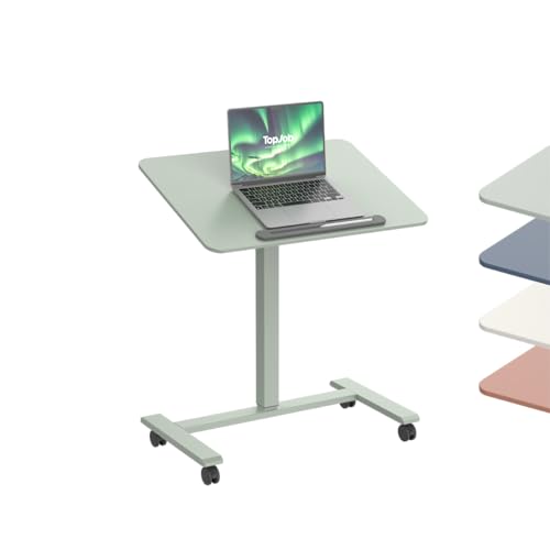TopJob ANYDESK FOLD Mobile Standing Desk, Portable with Lockable Wheels, Foldable Stand Desk, Rolling Computer Workstations, Used for Home, Couch Side Table, Bedside Table in Bed Room Kitchen