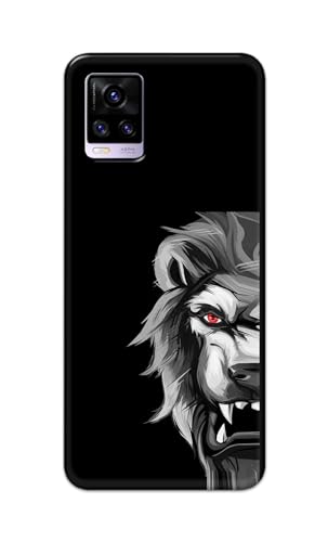 Image of PRINTFIDAA Printed Hard Back Cover Case for Vivo V20 | Vivo V20 2021 Back Cover (Angry Lion) -112