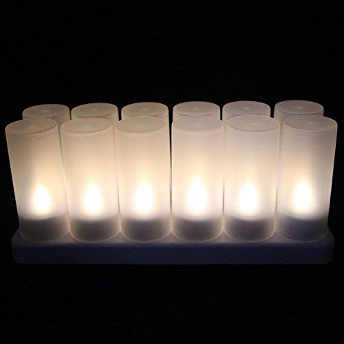 Eurofone Led Rechargeable Candle Flameless Tealight With Holder Charging Station 12Pcs/Set (Warm White) #TOP3