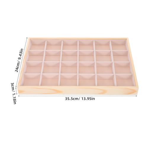 HOLIDYOYO Plateau Organisateur de Bijoux en Bois Naturel Compartiments pour Bagues et Colliers, Solution Polyvalente de Rangement pour Décoration Intérieure et Streaming en Direct – vue 2