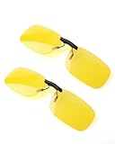 FIMOSON 2 Packs Clip On Night Driving Glasses - Polarized Anti Glare Night Vision Sunglasses for Driving (Medium Size)