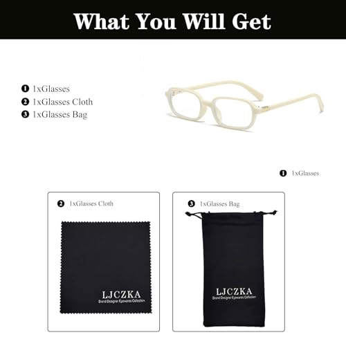 Image of LJCZKA Rectangular Blue Light Blocking Glasses for Women Men Retro Small Square Frame Anti Eyestrain Computer Eyeglasses