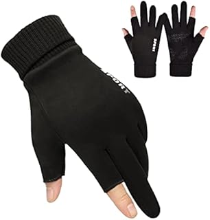 LSAMA Bike Gloves, 2 Exposed Fingerless Cycling Gloves, Running Biking Sporting Working Weather Thermal Gloves for Men Women