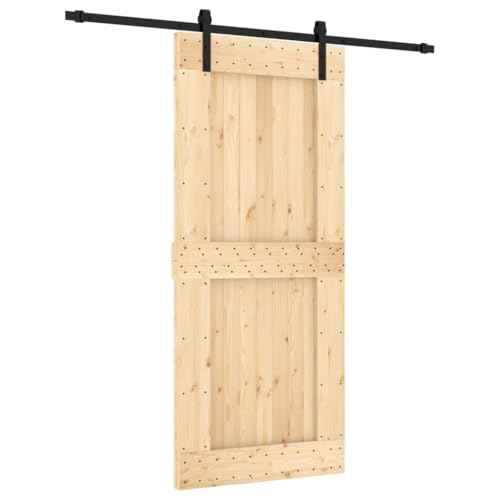 Porte coulissante et kit de quincaillerie 90x210 cm pin massif