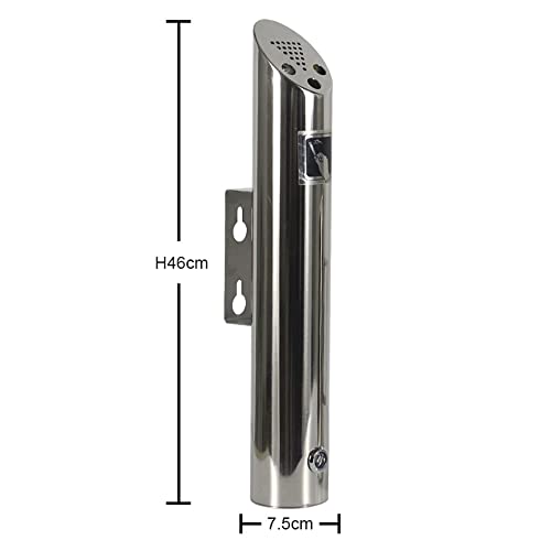 Stainless Steel Wall Mounted Trash Can - Outdoor Waste Receptacle for Commercial Use, Ideal for Shopping Malls & Offices, Durable Cylinder Design for Easy Disposal