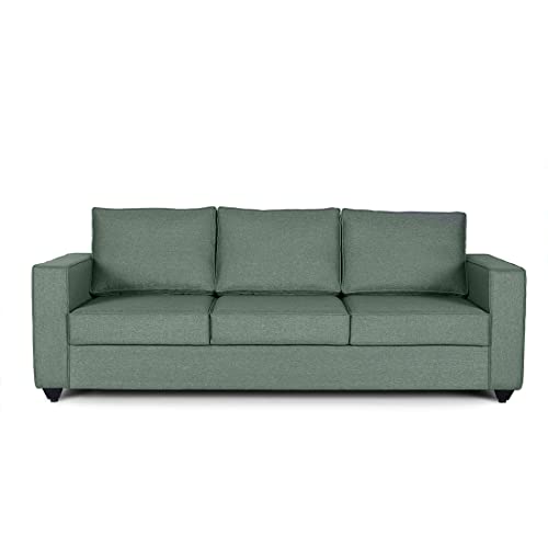 Image of Wakefit Sofa Set | 3 Year Warranty | Mini 3 Seater Sofa for Living Room, Wooden Couch - Napper Mini (Omega : Green)