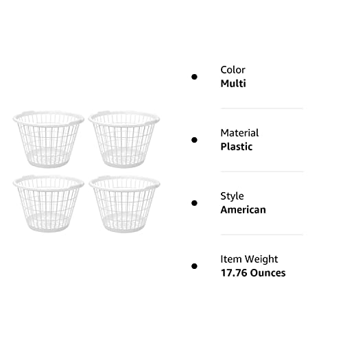 Set Of 4 White Lightweight Plastic One Bushel Capacity Laundry Baskets #TOP1