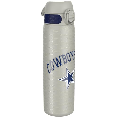 Ion8 NFL Cowboys Design Stainless Steel Water Bottle (600ml) Leak-proof Drinking Bottle, Triple Lock Lid Prevent Spills & Hide Away Handle, Durable & Dishwasher Safe, NFL Fans