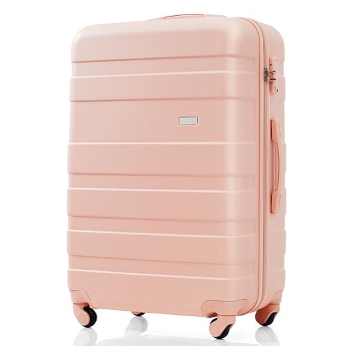 Luggage Sets New Model ABS Hardshell 3pcs Clearance Luggage Hardside Lightweight Durable Suitcase sets Spinner Wheels Suitcase with TSA Lock 20''24''28''(pink)2
