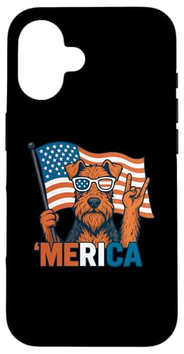 エアデール・テリア メリカ アメリカ国旗 7月4日 犬好き スマホケース iPhone 16 用