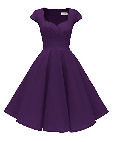 Hanpceirs Women's Cap Sleeve 1950s Retro Vintage Cocktail Swing Dresses with Pocket