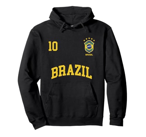 Équipe Football Brésil Sports Nombre 10 Drapeau Brésilien Sweat à Capuche