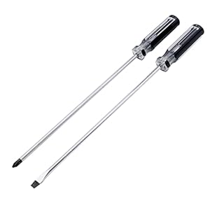 Antrader 2Pcs Magnetic Screwdriver Set, Non-Magnetic 5mm Phillips & Slotted Bits Screwdriver with 8 Inch Steel Shaft for Repair Home Improvement Craft（Black)