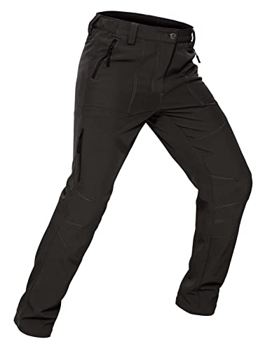 Wespornow Men's-Fleece-Lined-Snow-Ski-Hiking-Pants Winter Water Resistant Softshell Insulated Outdoor Snowboard Pants (Black, Small)