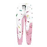 Coloranimal Cute Ice Cream Printing Women's Yoga Pants Activewear Jogger Track Sweatpants Yoga Pants for Running Sports Gym Athletic Casual Trousers，Strawberry