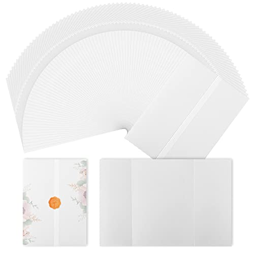 35 Uds Predobladas Papel de Vitela Blanco para Invitaciones, 13x18cm Papel de Sobre para Invitación de Boda Translúcidas Vellum Paper para Bodas Despedidas de Soltera Baby Shower Cumpleaños