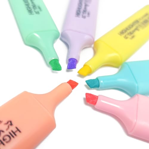 Image of worison 6pcs Highlighter, Pastel Colors Chisel Tip Marker Pen