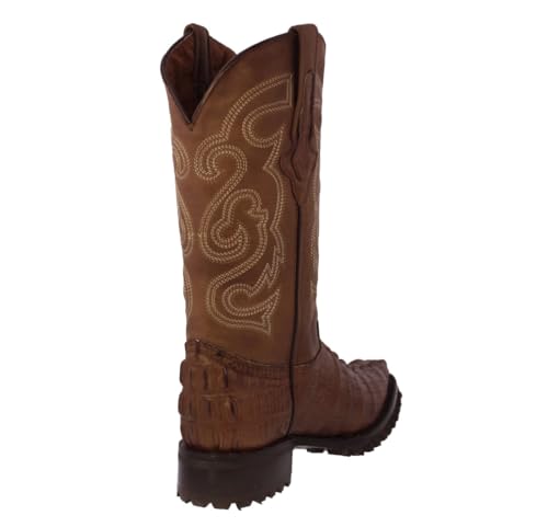 Cowboy Professional Mens Brown Leather Motorcycle Boots Crocodile Tail Print J Toe3