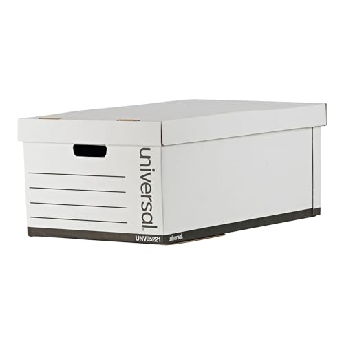Universal 9522101 Medium-Duty Easy Assembly Legal File Storage Box - White (12/Carton)
