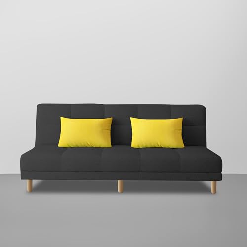 Image of Casaliving Broden 3 Seater Sofa Cum Bed for Living Room (Black Fabric) Premium Fabric Sofa