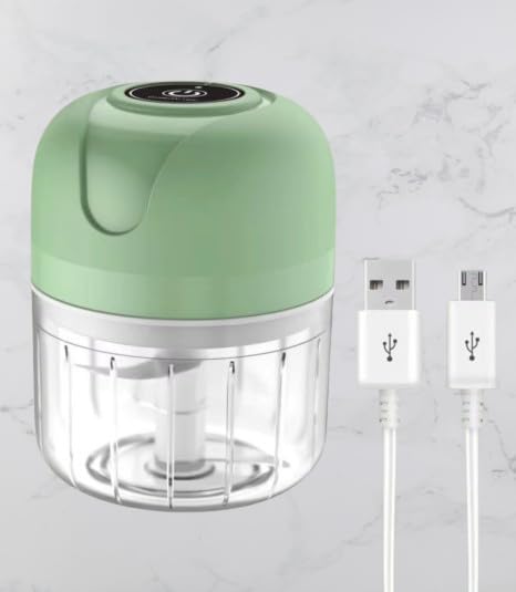 Mini picadora eléctrica de ajo Procesador de alimentos inalámbrico portátil de 8.5 fl oz con USB recargable, triturador de ajo de un solo toque y
