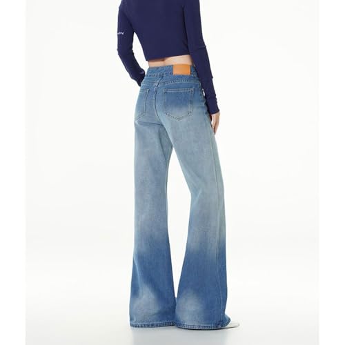 Women's Sweatpants Jeans Stretchy Mid Rise Wide Leg Flare Jeans Baggy Bell Bottom Denim Pants with Pockets3