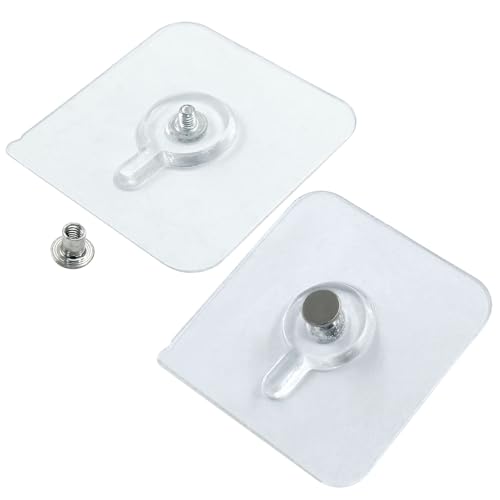 Image of 10 Pcs Wall Hangers Without Nails, 60 x 60 mm Picture Hangers Without Nails Adhesive Screws, Waterproof Nailless Wall Hooks for Bathroom, Kitchen, Home and Office to Hang Mirror, Photo, Key