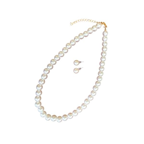 Tresneria® Pearl Necklace Moti Mala with matching Pearl Studs Earrings for Women and Girls