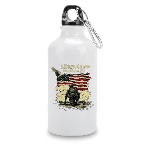 Memorial Day All Gave Some Some Gave All Aluminum Water Bottle Metal Sports Drinks Bottles with Twist Cap And Hook Leak Proof