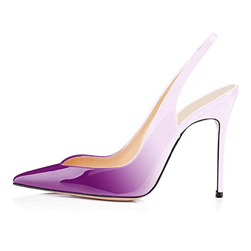 Fericzot Women's Slingback Pumps Pointed-Toe Ankle Strap Summer Dress Shoes Sling Back Pump Stiletto Heels Plus Size2