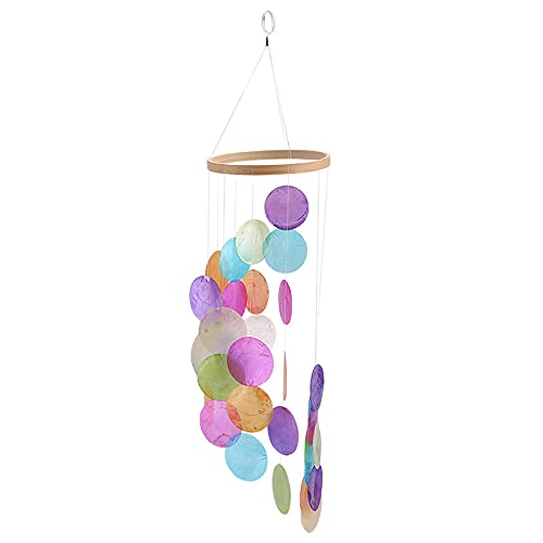 Capiz Carillon éolien en coquillages nacrés pour l'extérieur 54 x 13 cm Décoration de fenêtre mobile en coquillages Décoration murale pour fenêtre ou décoration de salon, jardin