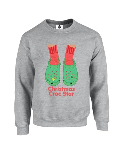 Taylor Brown Christmas croc-star, xmas festive winter santa xmas tree novelty joke Unisex Funny Adults Sweatshirt Jumper Heather Grey