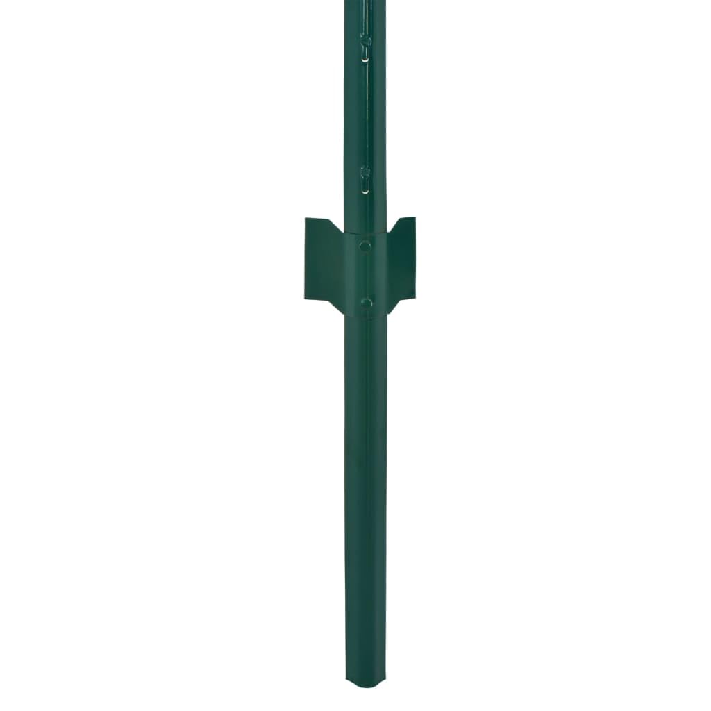vidaXL Valla Jardín Malla Alambre Rollo + 11 Postes Acero Vallado Metálico Cercado Metal Separador Protección Corral Gallinas Animales Verde 25x2 m
