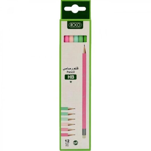 طقم أقلام رصاص سداسية HB2 ممتازة بألوان متنوعة من روكو، بينك...