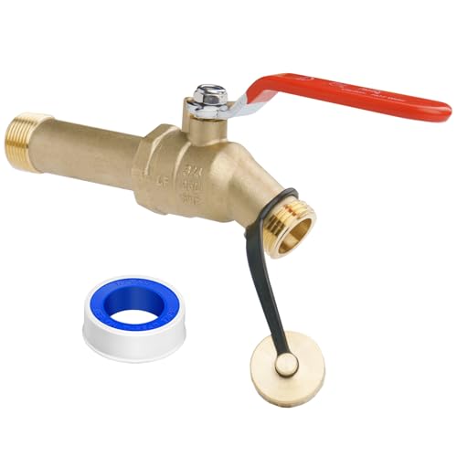 WHK Water Heater Drain Valve 3/4'MIP X 3/4' Male GHT Full Port Connection to drain or Flush Hot Water Heater Faster and Easy(Lead-Free Brass,3 Inch Shank with Long Handle)