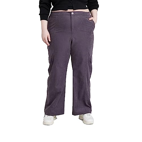 Wild Fable Women's Low-Rise Straight Leg Cargo Pants - (Large, Dark Purple)