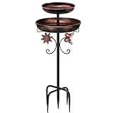 MOOTACO Vogeltränke Stehend, Metall Vintage Vogelbad Schale Stehend für Draußen Garten, Vögel Futter Schale
