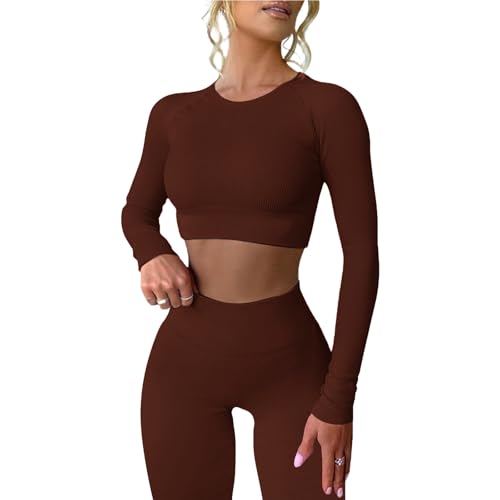 MAYROUND Seamless Yoga Outfits Sets 2 Piece High Waist Running Shorts Workout Sports Sling Bra Set for Women Gym Fitness Athletic