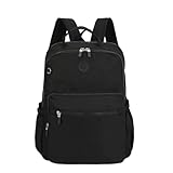 Mochila Feminino Impermeável De Grande Capacidade Nylon Resistente Para Viagem E Trabalho Com Alças Ajustáveis(Preto)