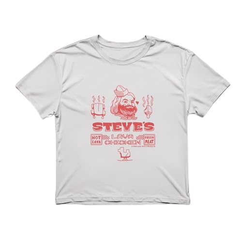 Girls A Minecraft Movie Steves Hot Lava Chicken T-Shirt - White - Small