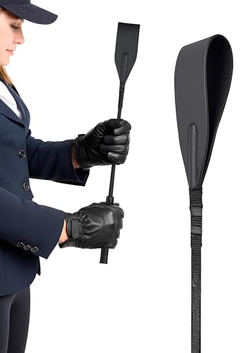 Leather Riding Crop for Horses, Equestrian Horseback Double Slapper Faux Leather Horse Crop, 17