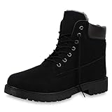  SCARPE VITA Herren Worker Boots Gefütterte Schnürer Profilsohle Outdoor Schuh 173237 Schwarz Black 44
