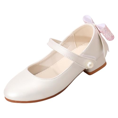 IWIHMIV Dress Up Shoes for Little Girls Fashion Toddler Low Chunky Heels Wedding Party School Flower Girl Leather Shoes